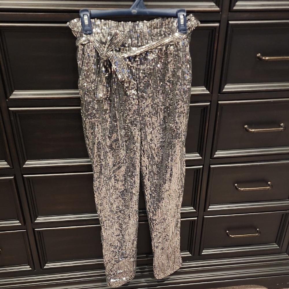 Nash Grey Black & Silver Sequin Pants